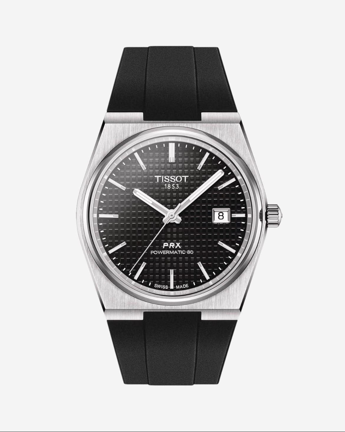 Tissot PRX Powermatic 80 40 mm Siyah Kadran Kauçuk Kordon Erkek Kol Saati