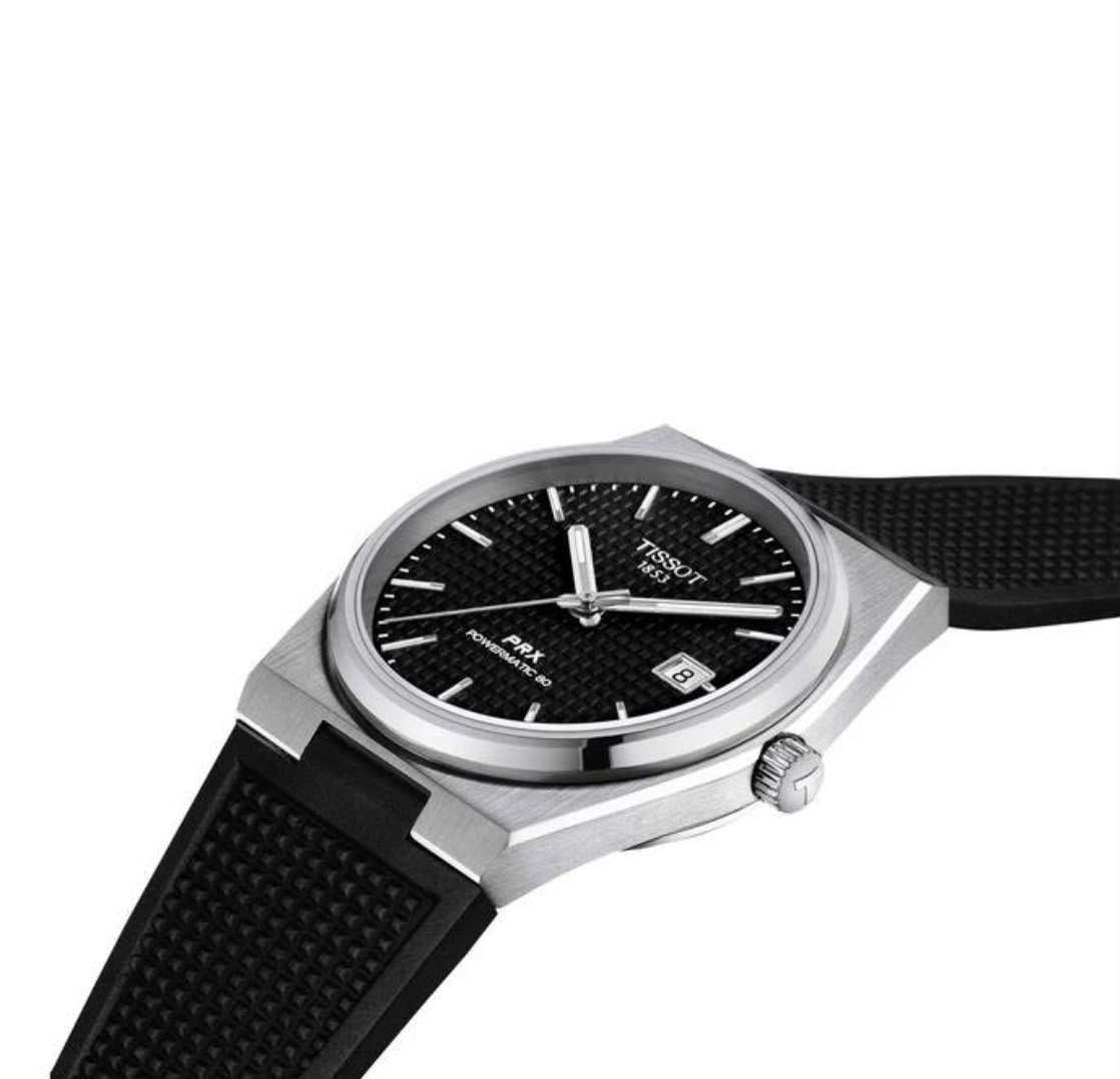 Tissot PRX Powermatic 80 40 mm Siyah Kadran Kauçuk Kordon Erkek Kol Saati
