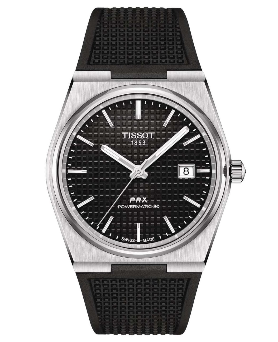 Tissot PRX Powermatic 80 40 mm Siyah Kadran Kauçuk Kordon Erkek Kol Saati
